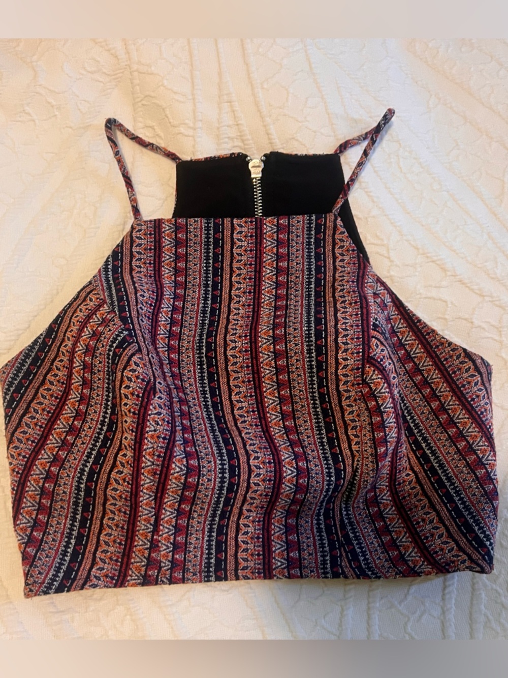 BCBGeneration Pattern Crop Top with Zipper Back